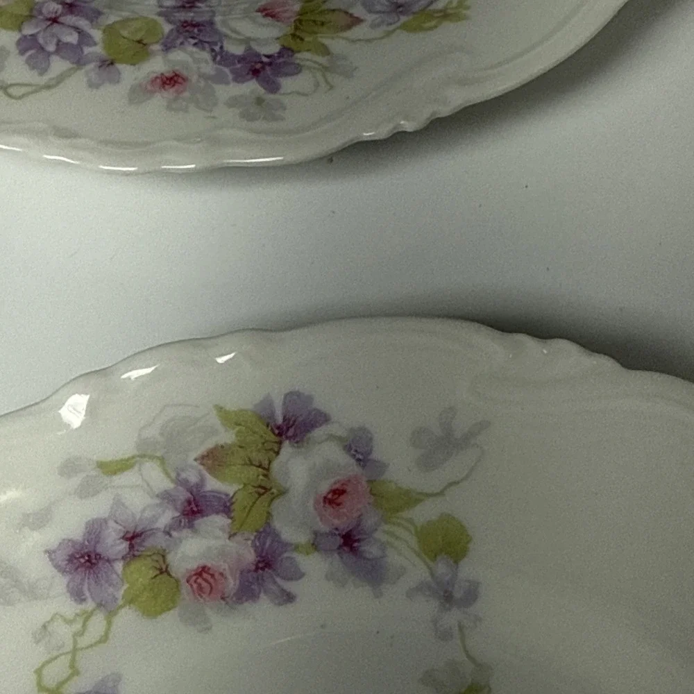 19th C  C.A. Limoges France Rose Violet Spray Scalloped 7